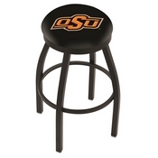 L8B2B - Black Wrinkle Oklahoma State Swivel Bar Stool with Accent Ring by Holland Bar Stool Company