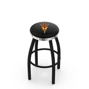 L8B2C - Black Wrinkle Arizona State Swivel Bar Stool with Chrome Accent Ring and Pitchfork Logo by Holland Bar Stool Company, L8B2CArizSt-F