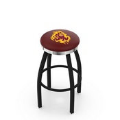 L8B2C - Black Wrinkle Arizona State Swivel Bar Stool with Chrome Accent Ring and Sparky Logo by Holland Bar Stool Company, L8B2CArizSt-S