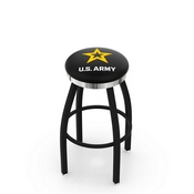 L8B2C - Black Wrinkle U.S. Army Swivel Bar Stool with Chrome Accent Ring by Holland Bar Stool Company