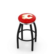 L8B2C - Black Wrinkle Calgary Flames Swivel Bar Stool with Chrome Accent Ring by Holland Bar Stool Company