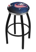 L8B2C Columbus Blue Jackets Swivel Stool with a Black Wrinkle and Chrome Finish