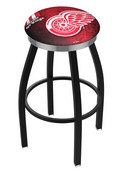 L8B2C Detroit Red Wings Swivel Stool with a Black Wrinkle and Chrome Finish