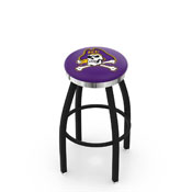 L8B2C - Black Wrinkle East Carolina Swivel Bar Stool with Chrome Accent Ring by Holland Bar Stool Company