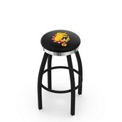 L8B2C - Black Wrinkle Ferris State Swivel Bar Stool with Chrome Accent Ring by Holland Bar Stool Company