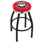 L8B2C - Black Wrinkle Georgia Bulldog Swivel Bar Stool with Chrome Accent Ring by Holland Bar Stool Company