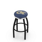 L8B2C - Black Wrinkle Georgia Tech Swivel Bar Stool with Chrome Accent Ring by Holland Bar Stool Company