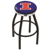 L8B2C - Black Wrinkle Illinois Swivel Bar Stool with Chrome Accent Ring by Holland Bar Stool Company