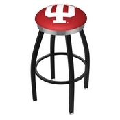 L8B2C - Black Wrinkle Indiana Swivel Bar Stool with Chrome Accent Ring by Holland Bar Stool Company