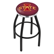 L8B2C - Black Wrinkle Iowa State Swivel Bar Stool with Chrome Accent Ring by Holland Bar Stool Company
