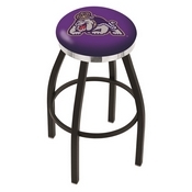 L8B2C - Black Wrinkle James Madison Swivel Bar Stool with Chrome Accent Ring by Holland Bar Stool Company