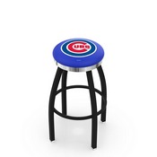 L8B2C Chicago Cubs Swivel Stool with a Black Wrinkle and Chrome Finish by HBS, AGS-L8B2C25MLBCub