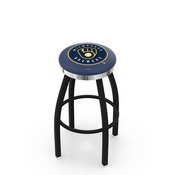 L8B2C Milwaukee Brewers Swivel Stool with a Black Wrinkle and Chrome Finish by HBS, AGS-L8B2C25MLBMil