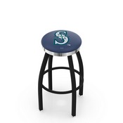 L8B2C Seattle Mariners Swivel Stool with a Black Wrinkle and Chrome Finish by HBS, AGS-L8B2C25MLBSea