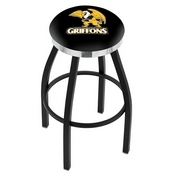 L8B2C - Black Wrinkle Missouri Western State Swivel Bar Stool with Chrome Accent Ring by Holland Bar Stool Company