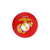 L8B2C Marine Corps (Red/Yellow) Swivel Stool with a Black Wrinkle and Chrome Finish by Holland Bar Stool Company