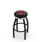 L8B2C - Black Wrinkle Miami (OH) Swivel Bar Stool with Chrome Accent Ring by Holland Bar Stool Company
