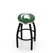 L8B2C - Black Wrinkle Michigan State Swivel Bar Stool with Chrome Accent Ring by Holland Bar Stool Company