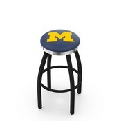 L8B2C - Black Wrinkle Michigan Swivel Bar Stool with Chrome Accent Ring by Holland Bar Stool Company