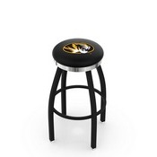 L8B2C - Black Wrinkle Missouri Swivel Bar Stool with Chrome Accent Ring by Holland Bar Stool Company
