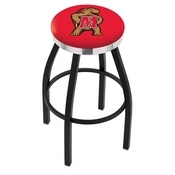 L8B2C - Black Wrinkle Maryland Swivel Bar Stool with Chrome Accent Ring by Holland Bar Stool Company