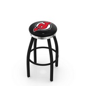 L8B2C - Black Wrinkle New Jersey Devils Swivel Bar Stool with Chrome Accent Ring by Holland Bar Stool Company