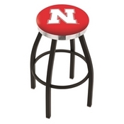 L8B2C - Black Wrinkle Nebraska Swivel Bar Stool with Chrome Accent Ring by Holland Bar Stool Company