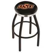 L8B2C - Black Wrinkle Oklahoma State Swivel Bar Stool with Chrome Accent Ring by Holland Bar Stool Company