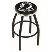 L8B2C - Black Wrinkle POW/MIA Swivel Bar Stool with Chrome Accent Ring by Holland Bar Stool Company