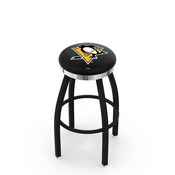L8B2C - Black Wrinkle Pittsburgh Penguins Swivel Bar Stool with Chrome Accent Ring by Holland Bar Stool Company