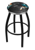 L8B2C San Jose Sharks Swivel Stool with a Black Wrinkle and Chrome Finish