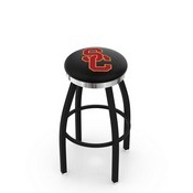 L8B2C - Black Wrinkle USC Trojans Swivel Bar Stool with Chrome Accent Ring by Holland Bar Stool Company