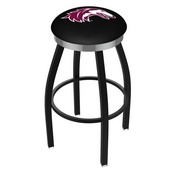 L8B2C - Black Wrinkle Southern Illinois Swivel Bar Stool with Chrome Accent Ring by Holland Bar Stool Company