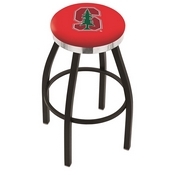 L8B2C - Black Wrinkle Stanford Swivel Bar Stool with Chrome Accent Ring by Holland Bar Stool Company