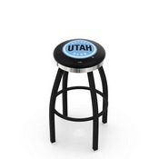 L8B2C - Black Wrinkle Utah Hockey Club Swivel Bar Stool with Chrome Accent Ring by Holland Bar Stool Company, L8B2CUtahHC