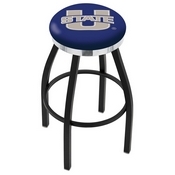L8B2C - Black Wrinkle Utah State Swivel Bar Stool with Chrome Accent Ring by Holland Bar Stool Company