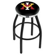 L8B2C - Black Wrinkle Virginia Military Institute Swivel Bar Stool with Chrome Accent Ring by Holland Bar Stool Company