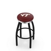 L8B2C - Black Wrinkle Virginia Tech Swivel Bar Stool with Chrome Accent Ring by Holland Bar Stool Company