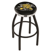 L8B2C - Black Wrinkle Wichita State Swivel Bar Stool with Chrome Accent Ring by Holland Bar Stool Company
