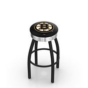 L8B3C - Black Wrinkle Boston Bruins Swivel Bar Stool with Chrome 2.5 Ribbed Accent Ring by Holland Bar Stool Company