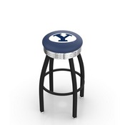 L8B3C - Black Wrinkle Brigham Young Swivel Bar Stool with Chrome 2.5