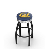 L8B3C - Black Wrinkle Cal Swivel Bar Stool with Chrome 2.5