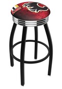 L8B3C Calgary Flames Swivel Stool with a Black Wrinkle and Chrome Finish