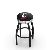 L8B3C - Black Wrinkle Cincinnati Swivel Bar Stool with Chrome 2.5