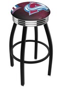 L8B3C Colorado Avalanche Swivel Stool with a Black Wrinkle and Chrome Finish