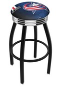 L8B3C Columbus Blue Jackets Swivel Stool with a Black Wrinkle and Chrome Finish