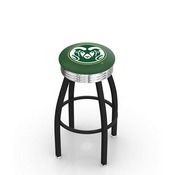 L8B3C - Black Wrinkle Colorado State Swivel Bar Stool with Chrome 2.5 Ribbed Accent Ring by Holland Bar Stool Company