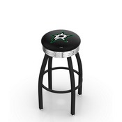 L8B3C - Black Wrinkle Dallas Stars Swivel Bar Stool with Chrome 2.5 Ribbed Accent Ring by Holland Bar Stool Company