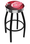 L8B3C Detroit Red Wings Swivel Stool with a Black Wrinkle and Chrome Finish