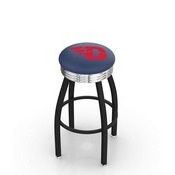 L8B3C - Black Wrinkle University of Dayton Swivel Bar Stool with Chrome 2.5 Ribbed Accent Ring by Holland Bar Stool Company